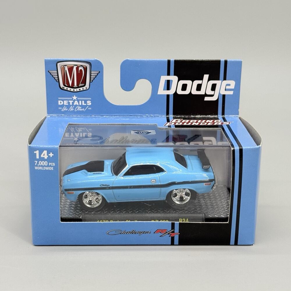 1970 Dodge Challenger R/T 383 Light Blue M2 Machines Ground Pounders 1:64